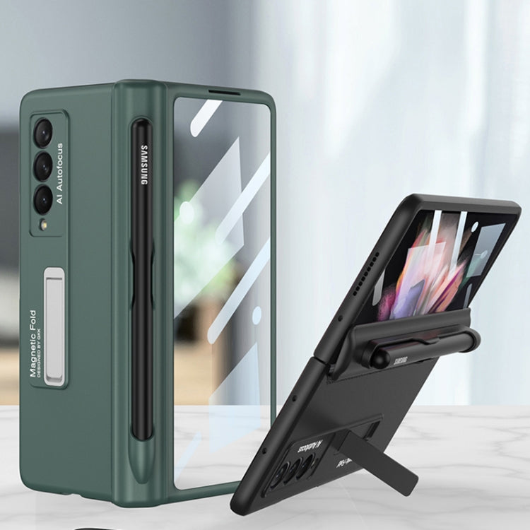 For Samsung Galaxy Z Fold3 5G GKK Integrated Magnetic Full Coverage Phone Flip Case with Pen Slot(Dark Night Green) - Galaxy Phone Cases by GKK | Online Shopping UK | buy2fix