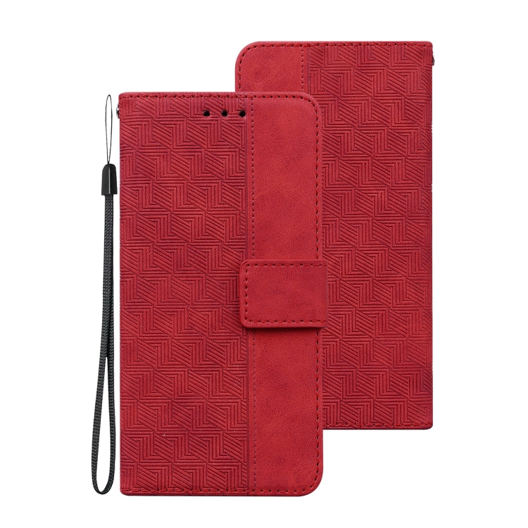 For Samsung Galaxy A73 5G Geometric Embossed Leather Phone Case(Red) - Samsung Accessories by buy2fix | Online Shopping UK | buy2fix