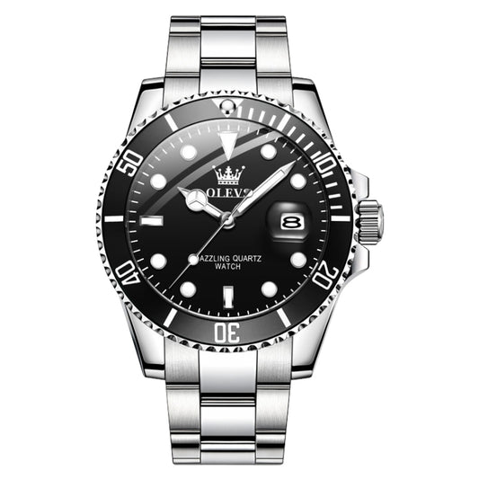 OLEVS 5885 Men Fashion Waterproof Luminous Quartz Watch(Black) - Metal Strap Watches by OLEVS | Online Shopping UK | buy2fix