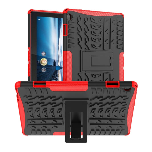 For Lenovo Tab M10 X605 / X505 Tire Texture Shockproof TPU+PC Protective Tablet Case with Holder(Red) - For Lenovo by buy2fix | Online Shopping UK | buy2fix