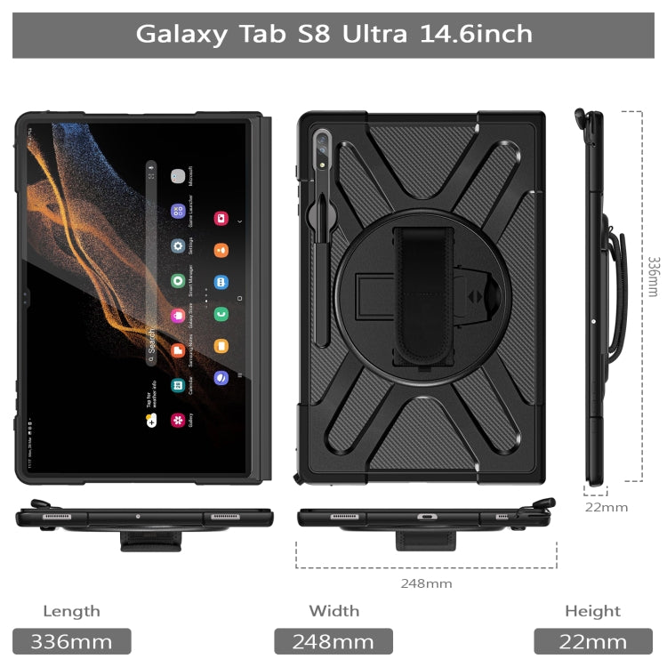 For Samsung Galaxy S8 Ultra / X900 Rotary Grab TPU + PC Tablet Case(Black) - Galaxy Tab S8 Ultra Cases by buy2fix | Online Shopping UK | buy2fix