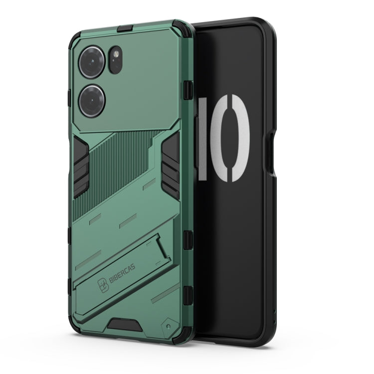 For OPPO K10 5G China Punk Armor 2 in 1 PC + TPU Shockproof Phone Case with Invisible Holder(Green) - OPPO Cases by buy2fix | Online Shopping UK | buy2fix