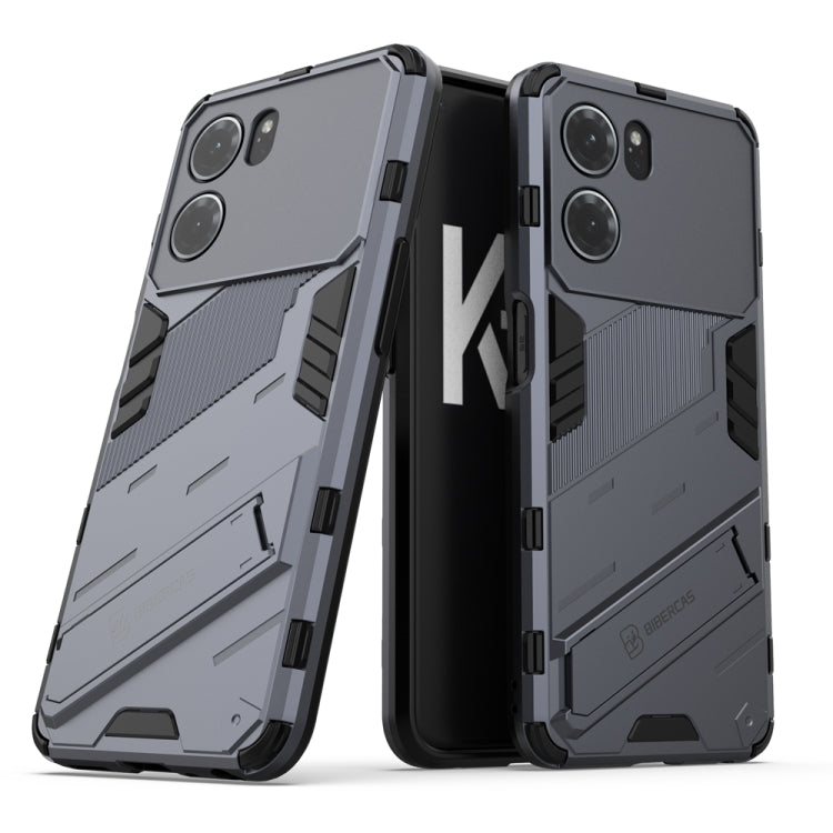 For OPPO K10 5G China Punk Armor 2 in 1 PC + TPU Shockproof Phone Case with Invisible Holder(Grey) - OPPO Cases by buy2fix | Online Shopping UK | buy2fix