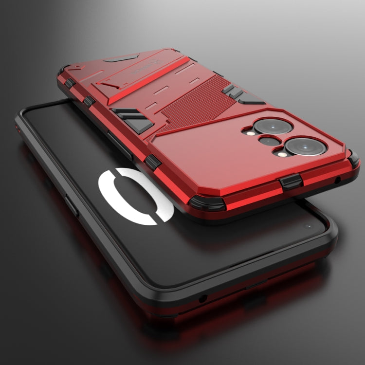 For OPPO K10 Pro 5G China Punk Armor 2 in 1 PC + TPU Shockproof Phone Case with Invisible Holder(Red) - OPPO Cases by buy2fix | Online Shopping UK | buy2fix