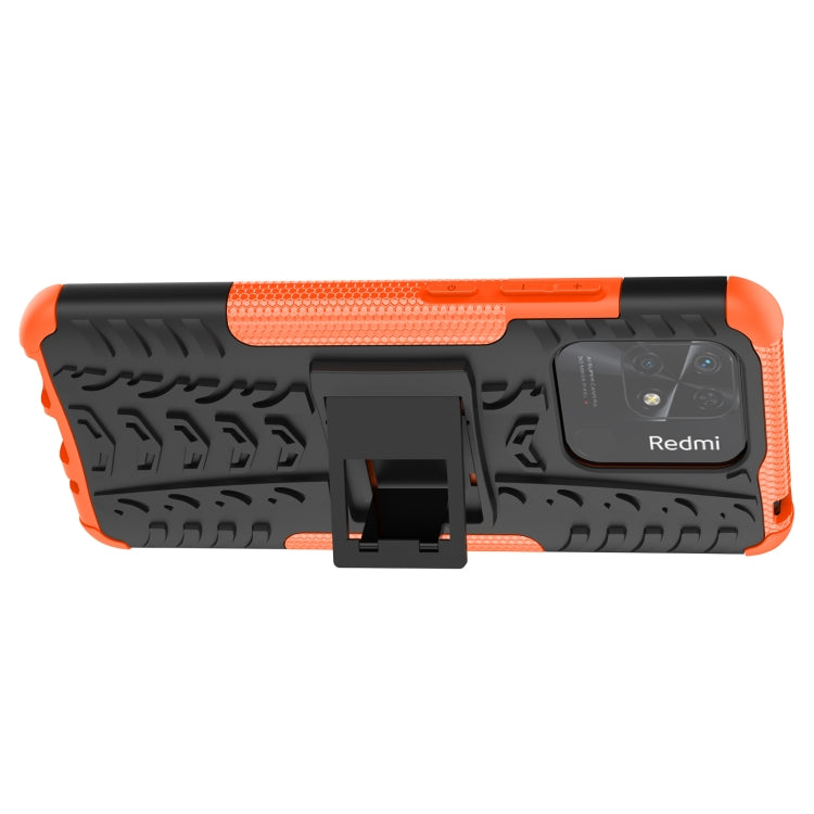 For Xiaomi Redmi 10C 4G Global Tire Texture TPU + PC Phone Case with Holder(Orange) - Xiaomi Accessories by buy2fix | Online Shopping UK | buy2fix