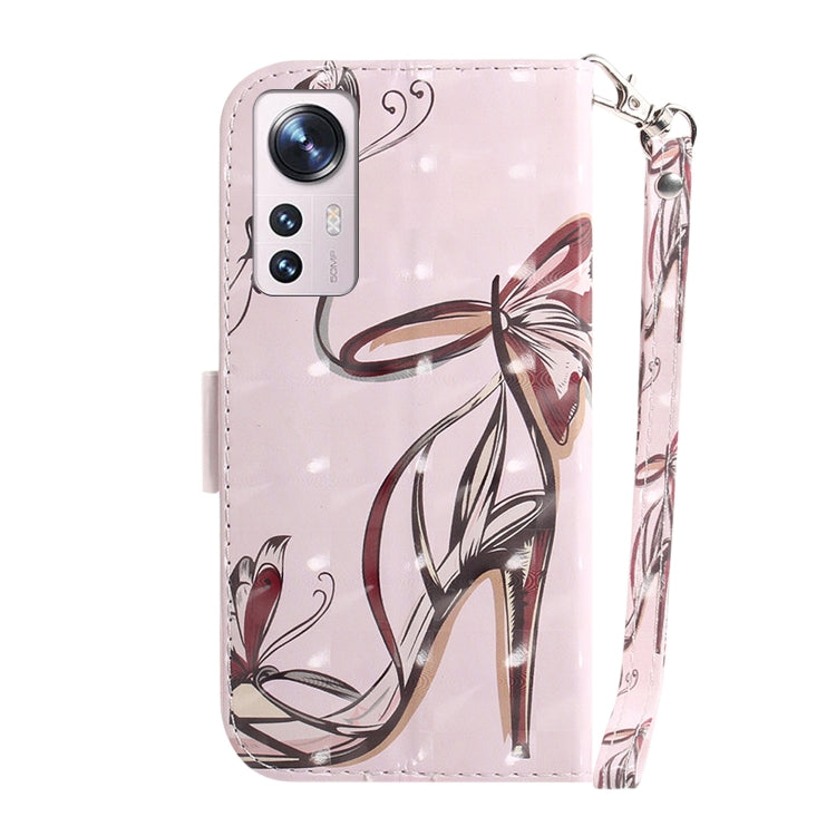 For Xiaomi 12 / 12X 3D Colored Horizontal Flip Leather Phone Case(Butterfly High-heeled) - 12 Cases by buy2fix | Online Shopping UK | buy2fix