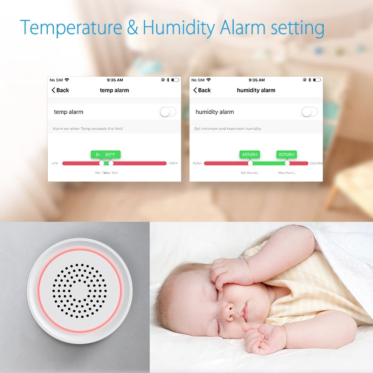 NEO NAS-AB03WT WiFi USB Siren Alarm with Temperature & Humidity Sensor - Security by NEO | Online Shopping UK | buy2fix