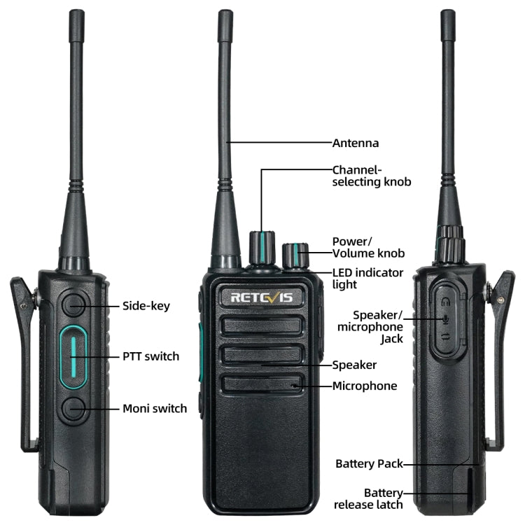 1 Pair RETEVIS RB29 FRS Free-license Two Way Radio Walkie Talkie(Black) - Consumer Electronics by RETEVIS | Online Shopping UK | buy2fix