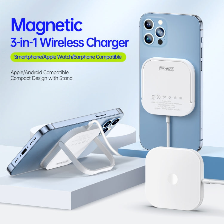 DUZZONA W7 3 In 1 Magnetic Wireless Charger(White) - Apple Accessories by DUZZONA | Online Shopping UK | buy2fix