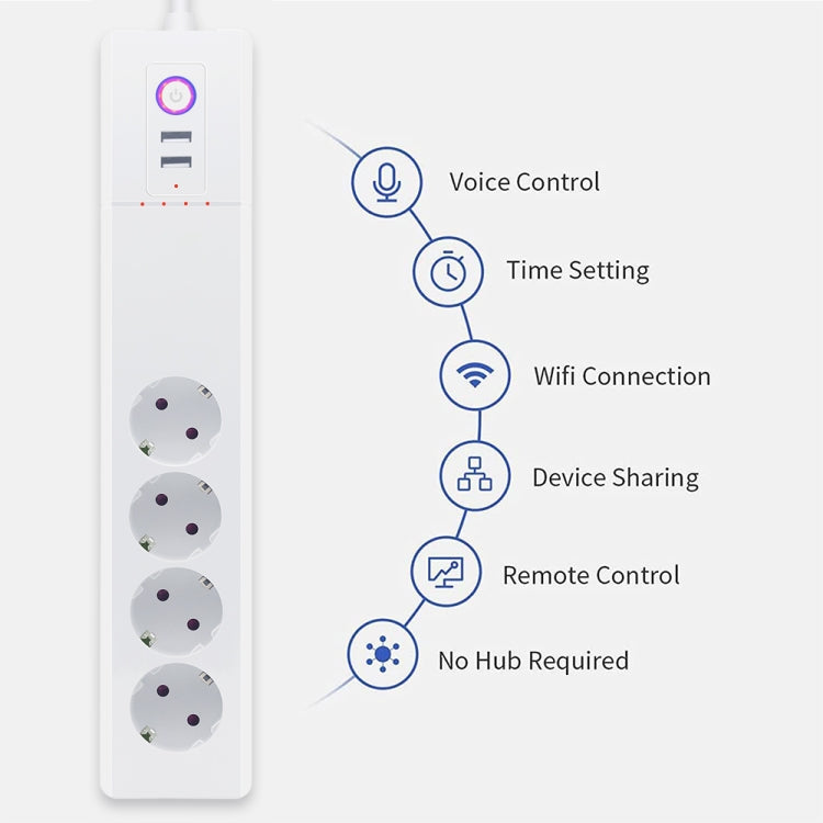 ZigBee 16A SM-SO306-E 4 Holes + 2 USB Multi-purpose Smart Power Strip, EU Plug - Consumer Electronics by buy2fix | Online Shopping UK | buy2fix