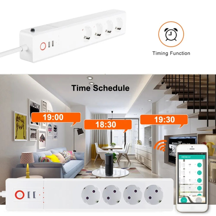 ZigBee 16A SM-SO306-E 4 Holes + 2 USB Multi-purpose Smart Power Strip, EU Plug - Consumer Electronics by buy2fix | Online Shopping UK | buy2fix