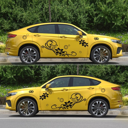 2 PCS/Set D-75 Flower Vine Pattern Car Modified Decorative Sticker(Black) - In Car by buy2fix | Online Shopping UK | buy2fix