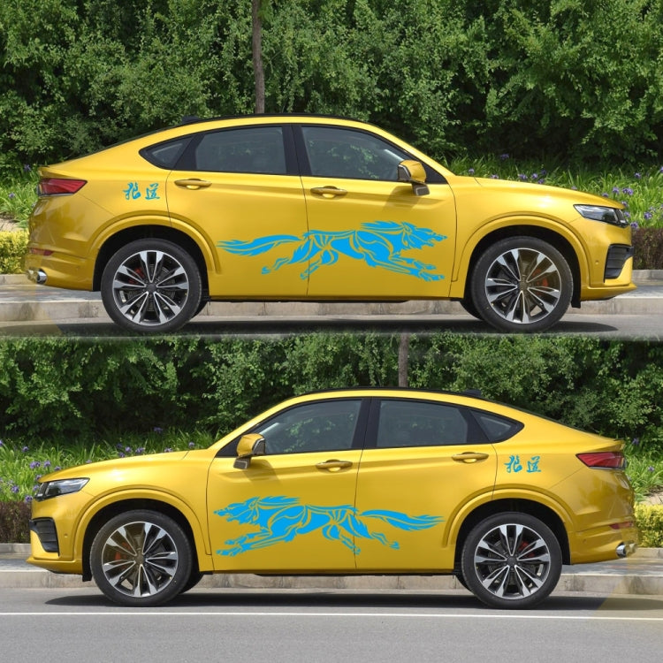 2 PCS/Set D-218 Wolf Totem Pattern Car Modified Decorative Sticker(Blue) - In Car by buy2fix | Online Shopping UK | buy2fix