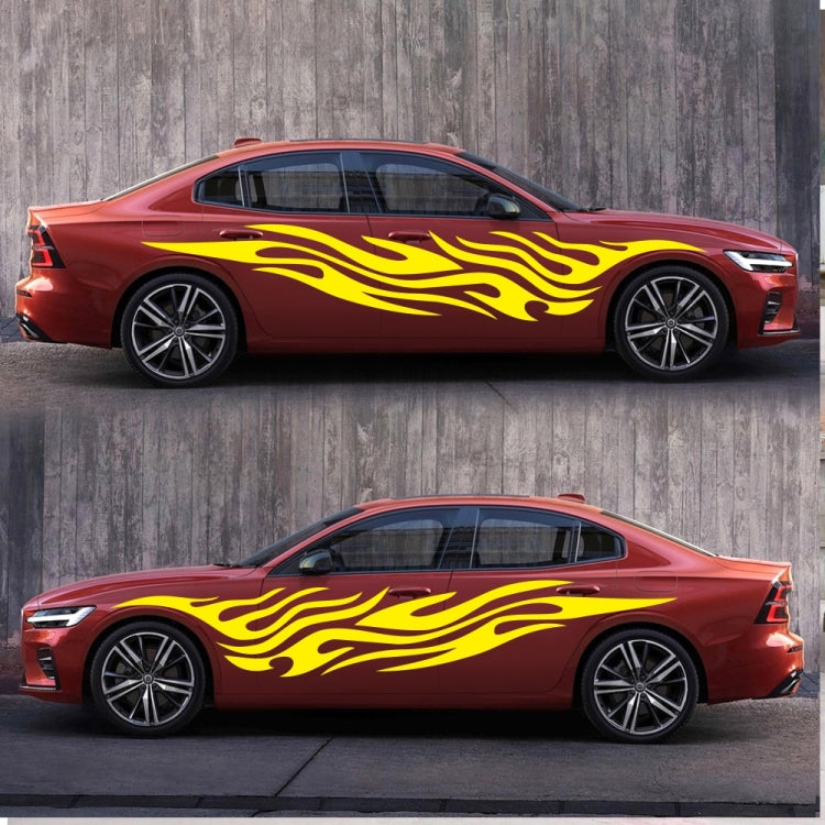 2 PCS/Set D-476 Fire Element Pattern Car Modified Decorative Sticker(Yellow) - In Car by buy2fix | Online Shopping UK | buy2fix