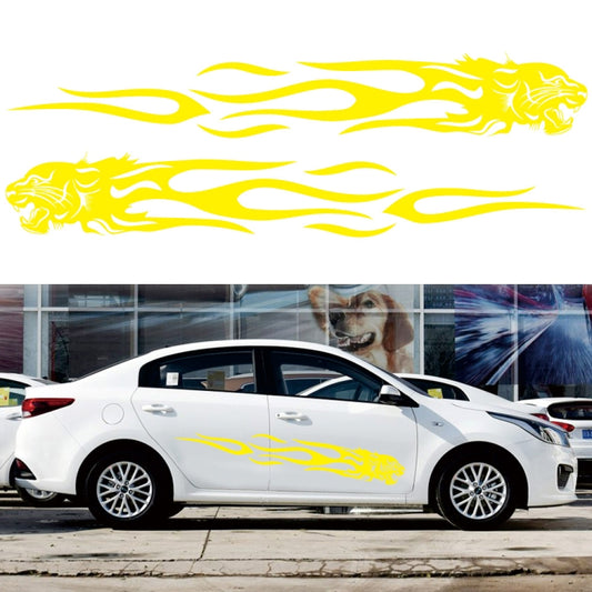 2 PCS/Set D-815 Flame Lion Pattern Car Modified Decorative Sticker(Yellow) - In Car by buy2fix | Online Shopping UK | buy2fix