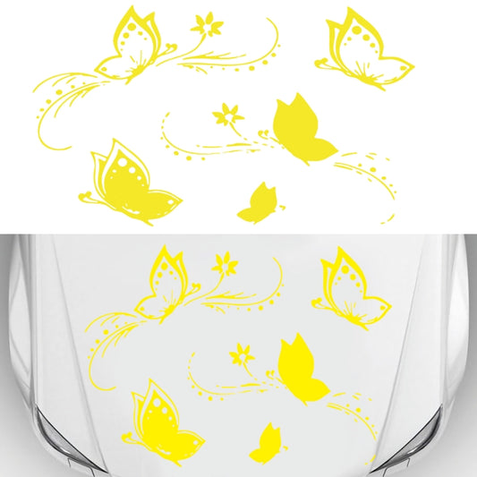 D-907 Butterflies Pattern Car Modified Decorative Sticker(Yellow) - In Car by buy2fix | Online Shopping UK | buy2fix