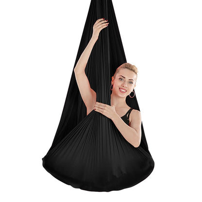 Indoor Anti-gravity Yoga Knot-free Aerial Yoga Hammock with Buckle / Extension Strap, Size: 400x280cm(Black) - Outdoor & Sports by buy2fix | Online Shopping UK | buy2fix