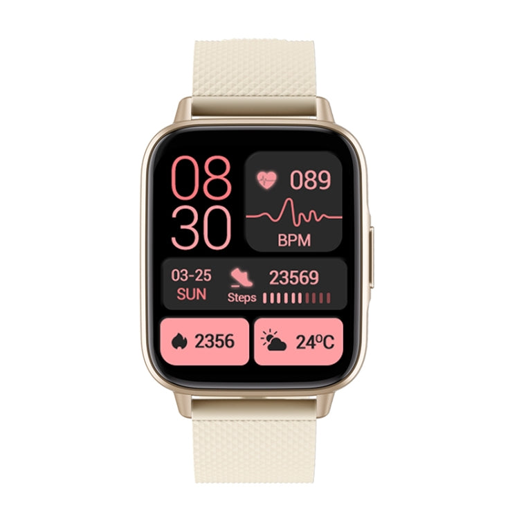 FW02 1.7 Inch Square Screen Silicone Strap Smart Health Watch Supports Heart Rate, Blood Oxygen Monitoring(Gold) - Smart Wear by buy2fix | Online Shopping UK | buy2fix