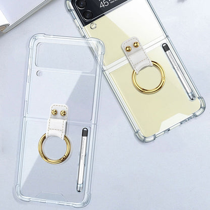 For Samsung Galaxy Z Flip4 GKK Airbag Protective Phone Case with Ring & Pen(Transparent) - Galaxy Z Flip4 5G Cases by GKK | Online Shopping UK | buy2fix