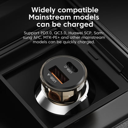 C12P 48W USB + Type-C Dual Port Transparent Mini Car Charger(Black) - In Car by buy2fix | Online Shopping UK | buy2fix