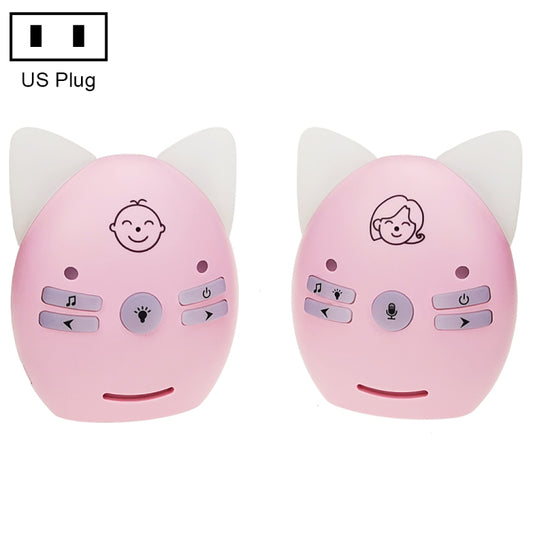 V30 Wireless Audio Baby Monitor Support Voice Monitoring + Intercom + Night Light without Battery, Plug Type:US Plug(Pink) - Security by buy2fix | Online Shopping UK | buy2fix