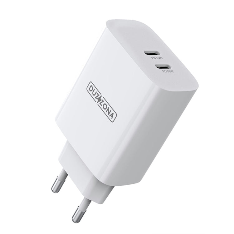 DUZZONA T4 PD 35W Dual Type-C Ports Travel Charger, Plug Type:EU Plug(White) - USB Charger by DUZZONA | Online Shopping UK | buy2fix