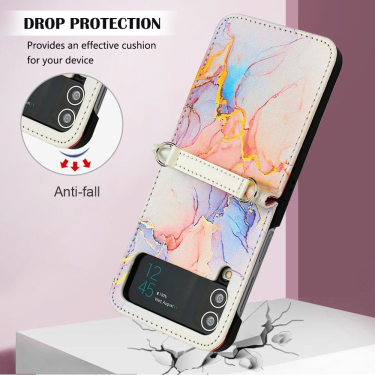 For Samsung Galaxy Z Flip4 Marble Pattern Leather Phone Case(Galaxy Marble White LS004) - Samsung Accessories by buy2fix | Online Shopping UK | buy2fix