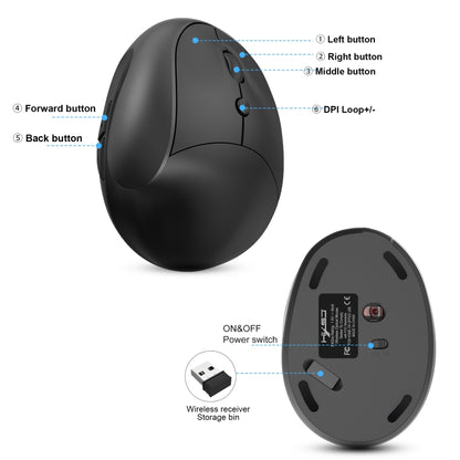 X10 2.4G Wireless Rechargeable Vertical Ergonomic Gaming Mouse(Black) - Wireless Mice by buy2fix | Online Shopping UK | buy2fix