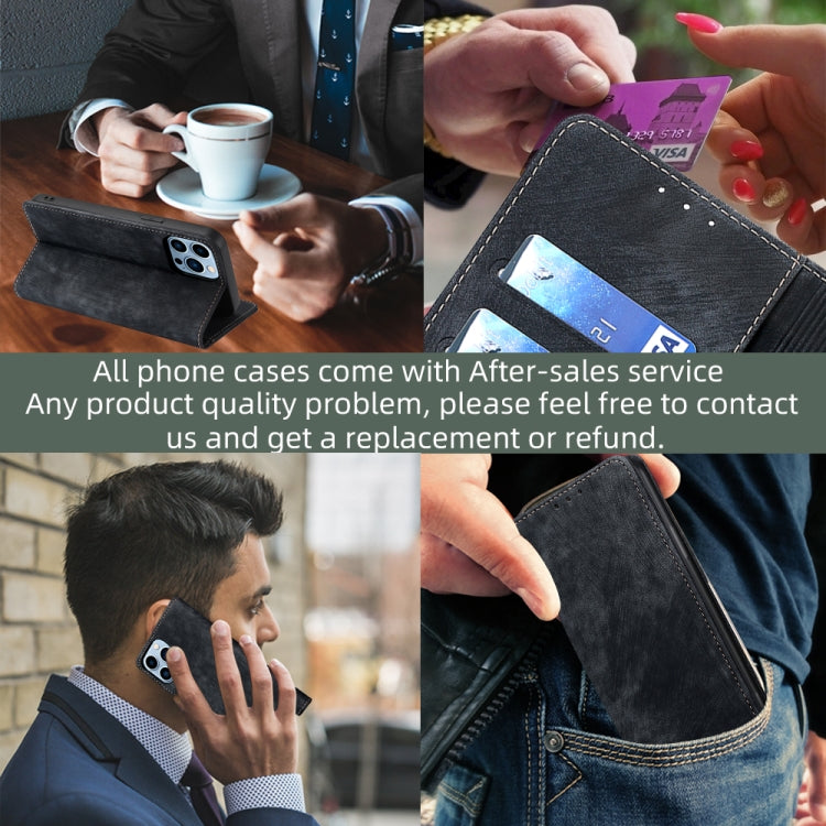 For Xiaomi Redmi K50 Ultra/Xiaomi 12T/Xiaomi 12T Pro RFID Anti-theft Brush Magnetic Leather Phone Case(Black) - Xiaomi Cases by buy2fix | Online Shopping UK | buy2fix