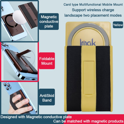 imak MagSafe Wireless ChargingCard-type Multi-function Mobile Phone Holder(Yellow) - Lazy Bracket by imak | Online Shopping UK | buy2fix
