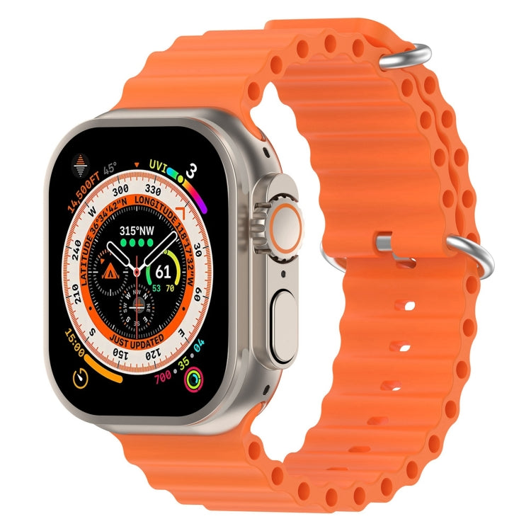 Ocean Silicone Watch Band For Apple Watch Ultra 49mm / Series 8&7 45mm / SE 2&6&SE&5&4 44mm (Orange) - Smart Wear by buy2fix | Online Shopping UK | buy2fix