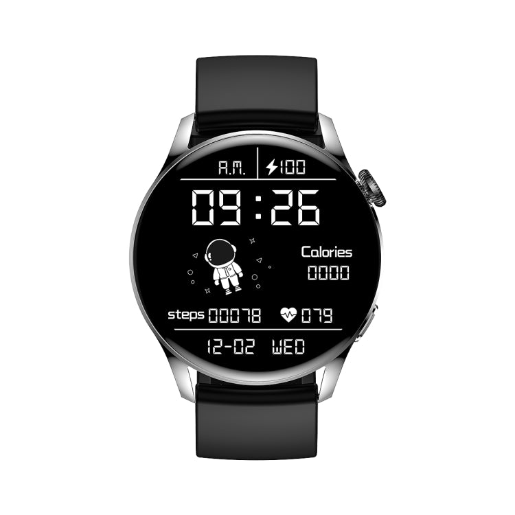 GW69 Smart Watch, Support BT Call / Heart Rate / Blood Pressure / Blood Oxygen(Sliver + Silicone Strap Black) - Smart Wear by buy2fix | Online Shopping UK | buy2fix