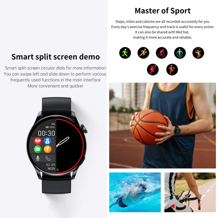 GW69 Smart Watch, Support BT Call / Heart Rate / Blood Pressure / Blood Oxygen(Black + Leather Strap Black) - Smart Wear by buy2fix | Online Shopping UK | buy2fix