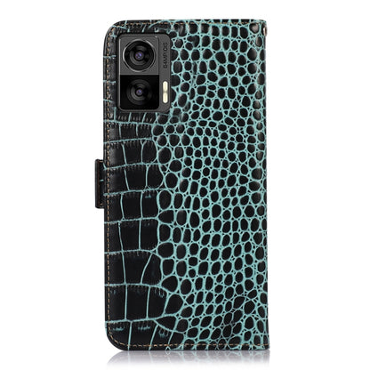 For Motorola Edge 30 Lite / Edge 30 Neo Crocodile Top Layer Cowhide Leather Phone Case(Green) - Motorola Cases by buy2fix | Online Shopping UK | buy2fix