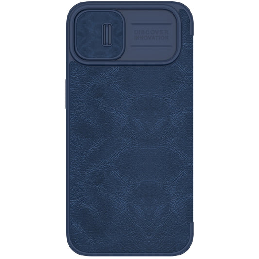 For iPhone 14 NILLKIN QIN Series Pro Crazy Horse Texture Leather Case(Blue) - iPhone 14 Cases by NILLKIN | Online Shopping UK | buy2fix