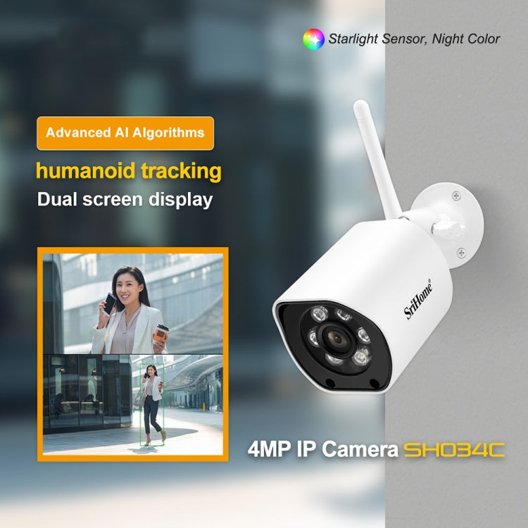 SriHome SH034C 4.0MP AI Humanoid Tracking WiFi Outdoor Surveillance Camera(EU Plug) - Security by SriHome | Online Shopping UK | buy2fix