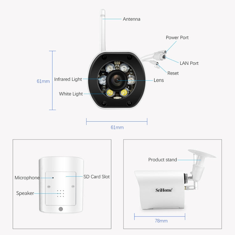 SriHome SH034C 4.0MP AI Humanoid Tracking WiFi Outdoor Surveillance Camera(AU Plug) - Bullet Camera by SriHome | Online Shopping UK | buy2fix