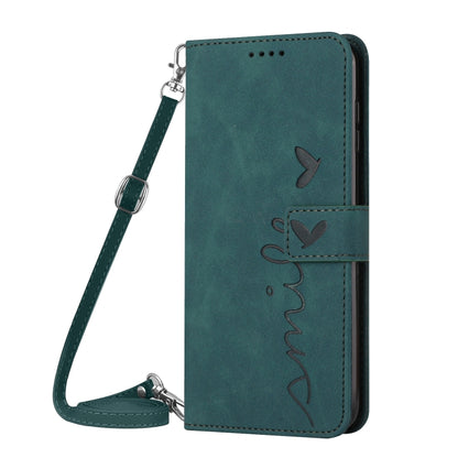 For Xiaomi 12T/12T Pro/Redmi K50 Ultra Skin Feel Heart Pattern Leather Phone Case with Lanyard(Green) - Xiaomi Cases by buy2fix | Online Shopping UK | buy2fix