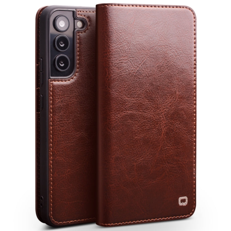 For Samsung Galaxy S22+ 5G QIALINO Genuine Leather Phone Case(Brown) - Galaxy S22+ 5G Cases by QIALINO | Online Shopping UK | buy2fix