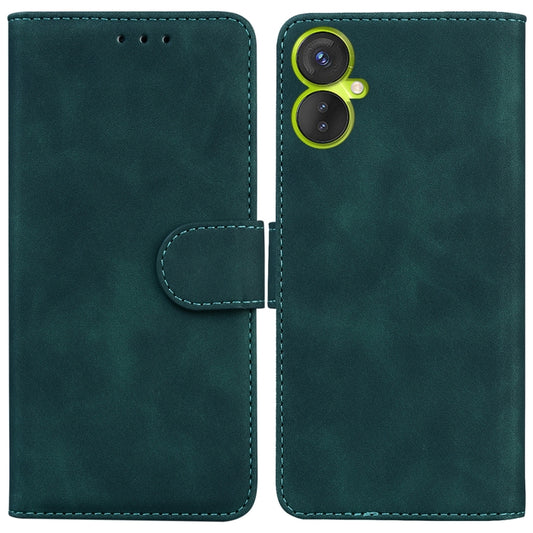 For Tecno Camon 19 Neo Skin Feel Pure Color Flip Leather Phone Case(Green) - Tecno Cases by buy2fix | Online Shopping UK | buy2fix