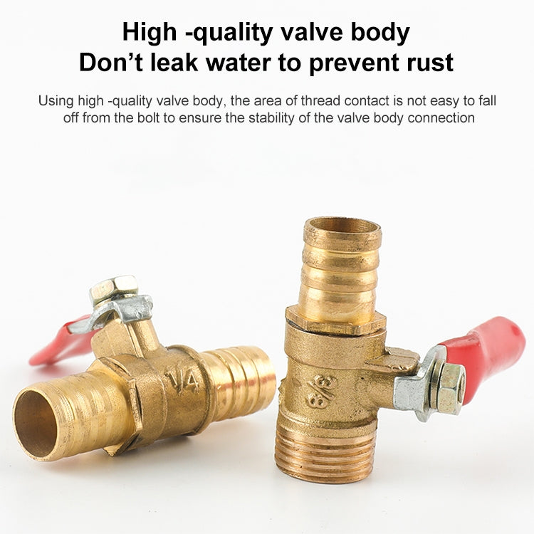 LAIZE Pneumatic Hose Connector Copper Ball Valve, Specification:Outside 3-Barb 10mm -  by LAIZE | Online Shopping UK | buy2fix