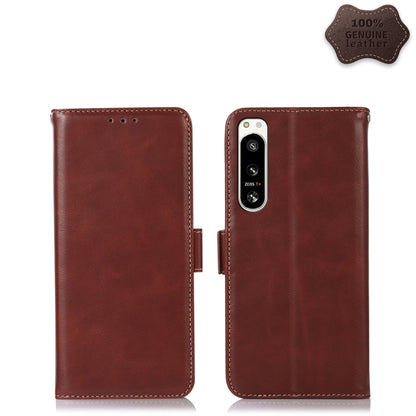 For Sony Xperia 5 IV Crazy Horse Top Layer Cowhide Leather Phone Case(Brown) - Sony Cases by buy2fix | Online Shopping UK | buy2fix