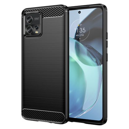 For Motorola Moto G72 5G Brushed Texture Carbon Fiber TPU Phone Case(Black) - Motorola Cases by buy2fix | Online Shopping UK | buy2fix