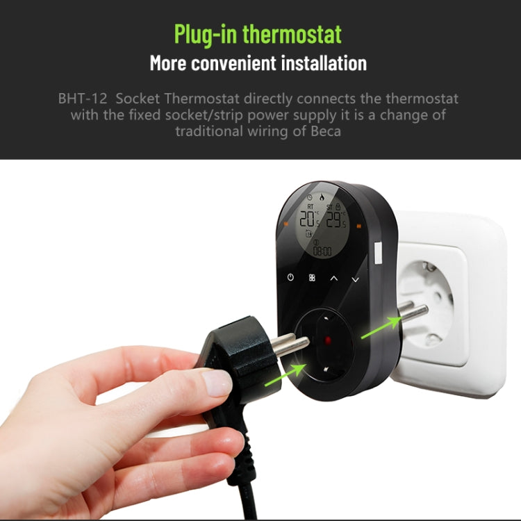 BHT12-C Plug-in LCD Thermostat Without WiFi, EU Plug(Blue) - Thermostat & Thermometer by buy2fix | Online Shopping UK | buy2fix