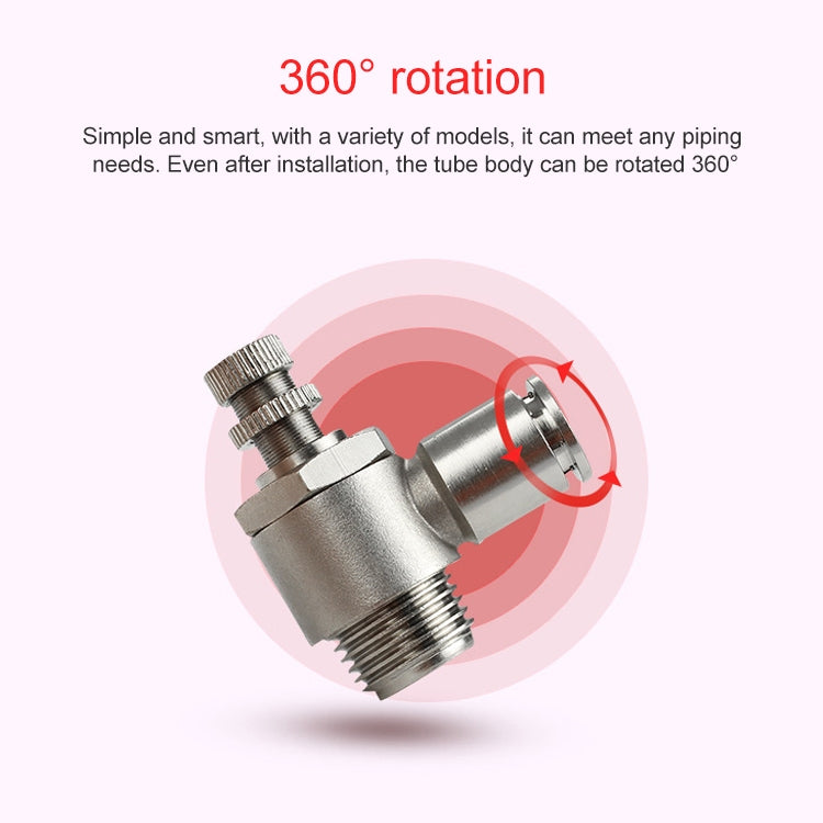 SL12-03 LAIZE Nickel Plated Copper Male Thread Throttle Valve Pneumatic Connector -  by LAIZE | Online Shopping UK | buy2fix