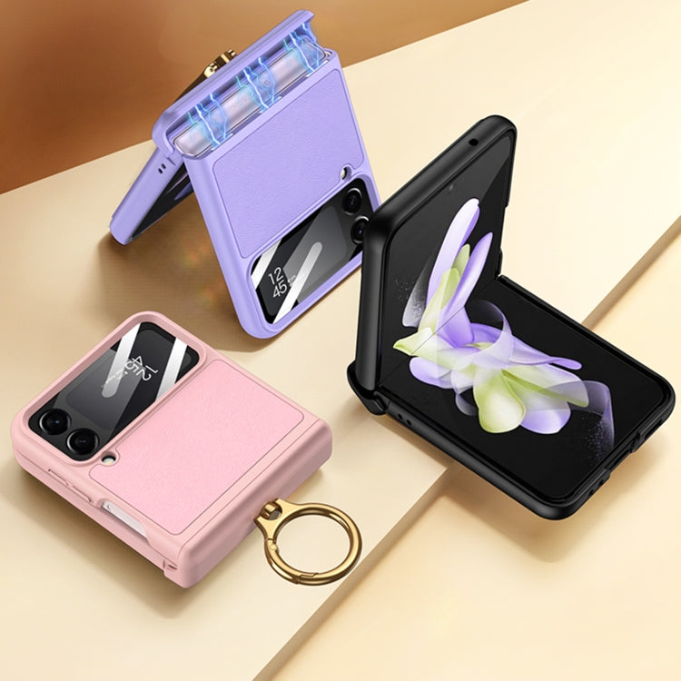 For Samsung Galaxy Z Flip4 GKK Magnetic Fold Hinge Full Coverage Phone Case with Ring Holder(Pink) - Galaxy Z Flip4 5G Cases by GKK | Online Shopping UK | buy2fix