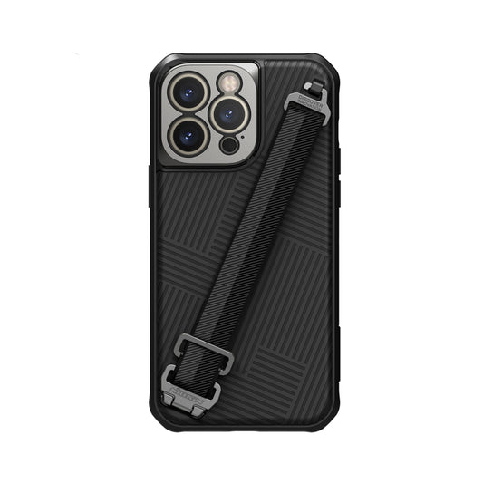 For iPhone 14 Pro Max NILLKIN MagSafe Full Coverage Phone Case with Wrist Strap(Black) - iPhone 14 Pro Max Cases by NILLKIN | Online Shopping UK | buy2fix