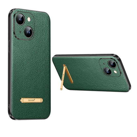 For iPhone 14 Plus SULADA Famous Artisan Series Litchi Leather PC + TPU Phone Case(Dark Green) - iPhone 14 Plus Cases by SULADA | Online Shopping UK | buy2fix