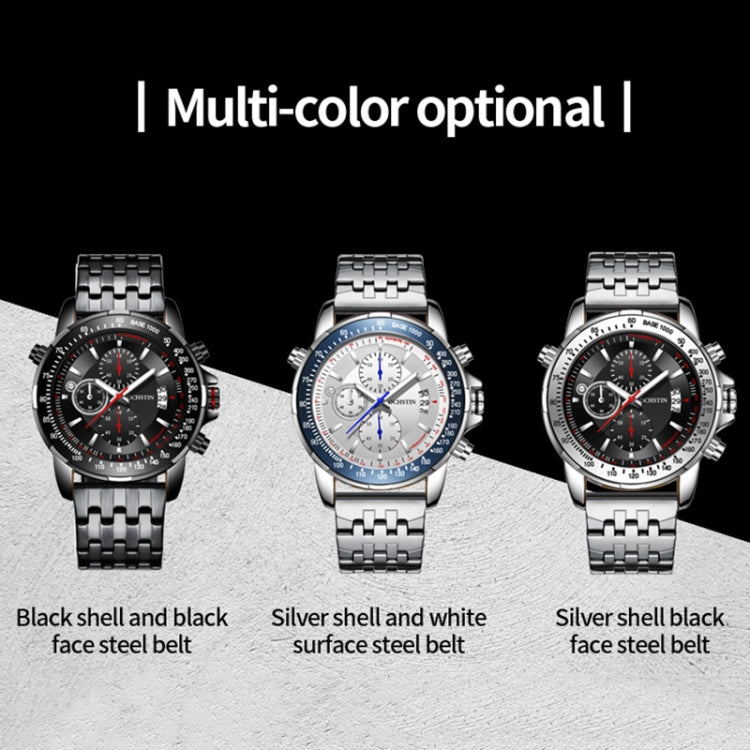 OCHSTIN 7261 Fashion Steel Strap Multifunctional Quartz Men Watch(Silver+White) - Metal Strap Watches by OCHSTIN | Online Shopping UK | buy2fix