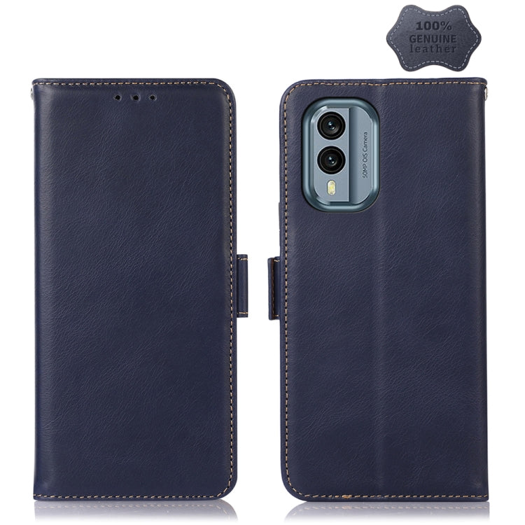 For Nokia X30 5G Crazy Horse Top Layer Cowhide Leather Phone Case(Blue) - Nokia Cases by buy2fix | Online Shopping UK | buy2fix